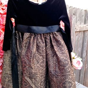 Talbots kids, velevet black and gold girl dress 3